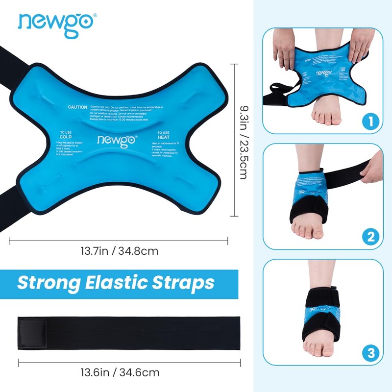 NEWGO Ankle Ice Pack for Swelling, Reusable Gel Ice Pack