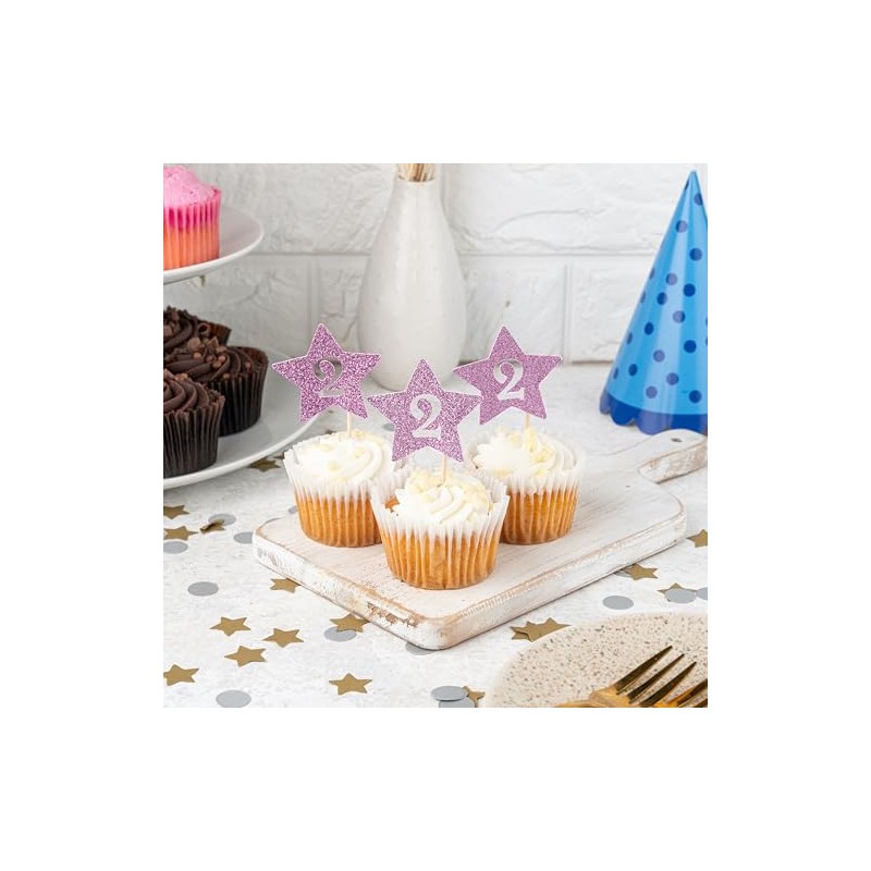 12 x Pink Baby 2nd Birthday Cupcake Toppers | Birthday