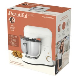 Beautiful 5.3 Qt Stand Mixer by Drew Barrymore – 12-Speed Tilt-Head, 300W Motor, Stainless Steel Bowl, Powerful & Lightweight (White Icing)