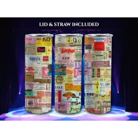 Stainless Concert Ticket Stubs 20oz Tumbler | Gift for Music Lover | Classic Rock Tumbler