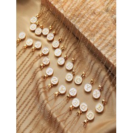 Fashion Alphabet Pattern Pendant Necklace for Men & Women,  Casual Alloy Jewelry for Daily Wear, Simple All-match Fashion Accessories for Friends Gift - Color: White, Specification: E