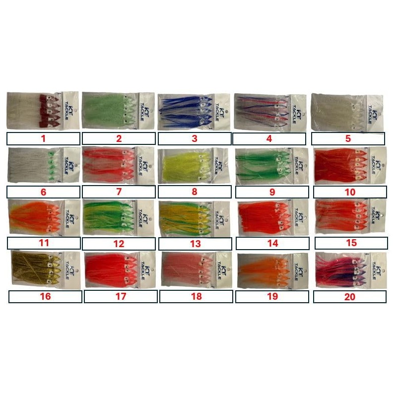 10 individual sea fishing lures, muppets, 12cm skirts, glow in