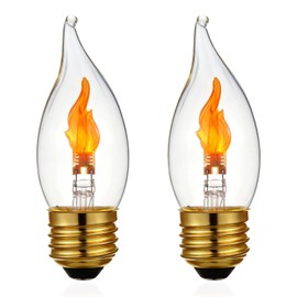 XIAOKALAMI C11/C35 LED Flame Effect Bulb, E26 Base, Flickering Candle with Crystal Clear Glass – Non-Dimmable, 2-Pack