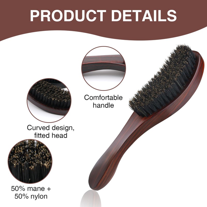 Thoquene Beard Brush Men's Boar Bristles, Pig Bristle Hair Brush