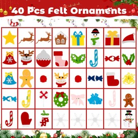 Felt Christmas Tree Set for Toddlers Kids with 5m/16.4ft Led String Light, 3.2ft/98cm Wall Hanging DIY Christmas Tree with 40 Detachable Ornaments for Xmas Home Decoration