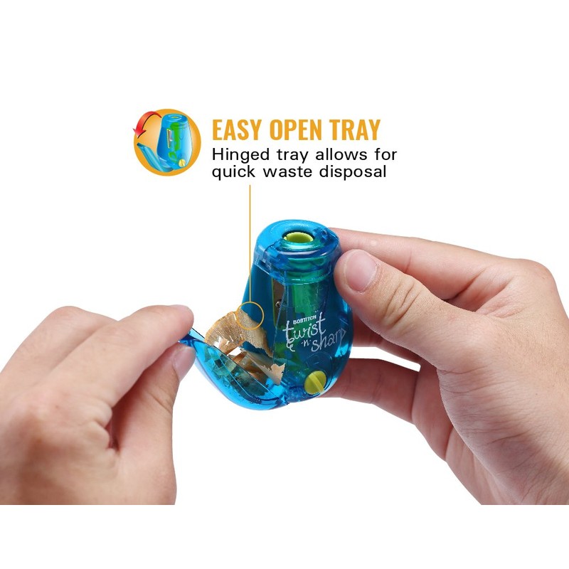 Bostitch Twist-n-Sharp Pencil Sharpener, 2-Pack, For Kids & Colored Pencils,