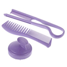 Outanaya 1 Set Wide Tooth Comb and Scalp Massager with Shampoo Brush Pouch for Healthy Hair Care Soft Tooth Styling Comb for Teens and Adults Purple