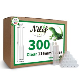 Nilef Pre-Roll Storage Tubes | 300-Pack Clear 116mm Airtight, Smell-Proof Containers with Child-Resistant Squeeze Pop Tops | Large Bulk for Coffee Beans, Crafts, and Small Items (Q1612)