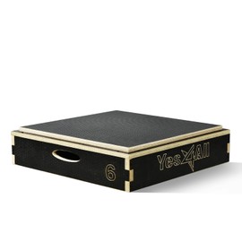 Yes4All Adjustable Soft Plyo Box, Stackable Box Jumps for Home Gym, 440 Lbs Capacity Plyometric Jump Box for Exercises and Conditioning - Black - 6"