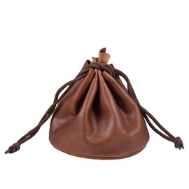 STILORD 'Mikkel' Leather Pouch Bag Large Purse Coin Purse Dice Bag Jewellery Bag Men Women Key Pouch Coin Bag Genuine Vintage Leather, Colour:Cognac-Brown