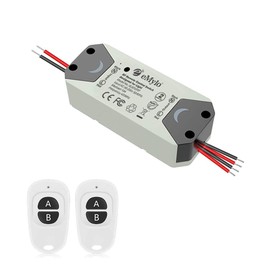 eMylo Smart Relay Switch Wireless RF DC 12V Two 2-Channel Remote Control Switch 5V-24V RF Relay Switch Home Automation 433MHz with Two Transmitters 1 Pack