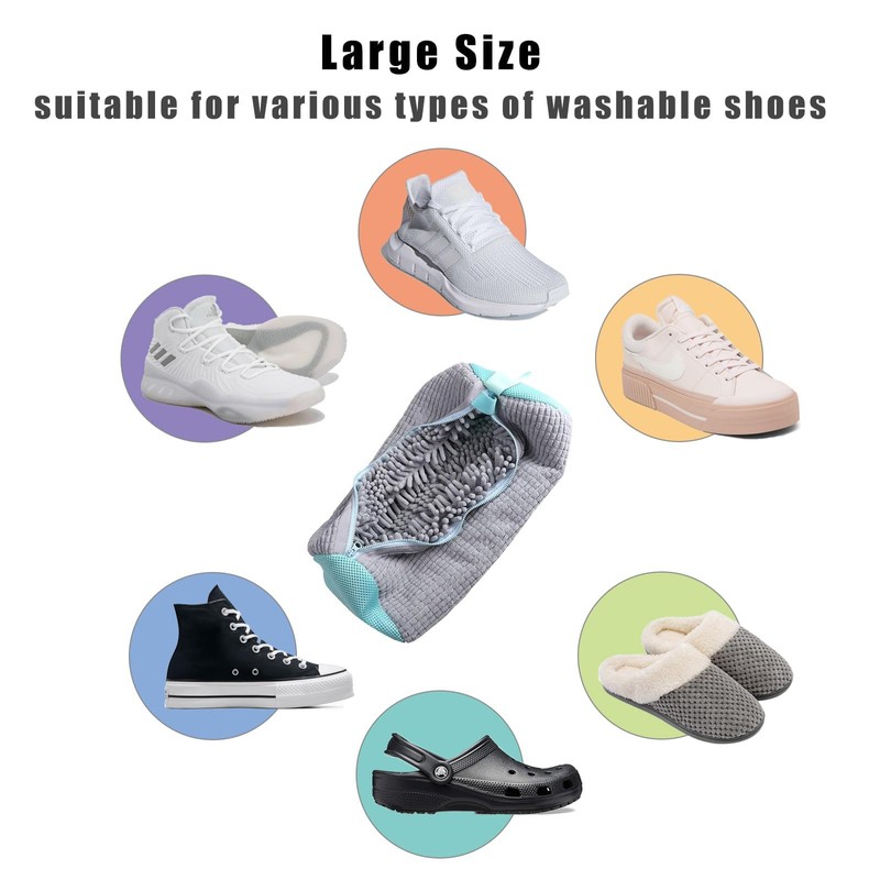 Suzmei Shoe Laundry Bag, 2PCS Gray, Chenille Fabric, Reusable, Hand