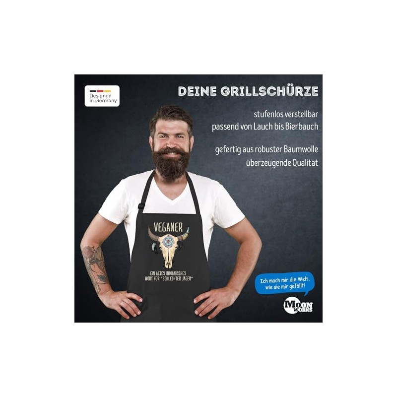 MoonWorks® BBQ Apron for Men with Saying "Hier grillt der