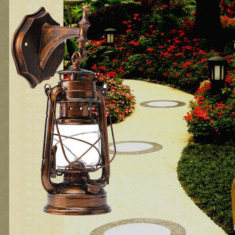 DYRABREST Lantern Wall Mounted Light Vintage Retro Metal Garden Outdoor