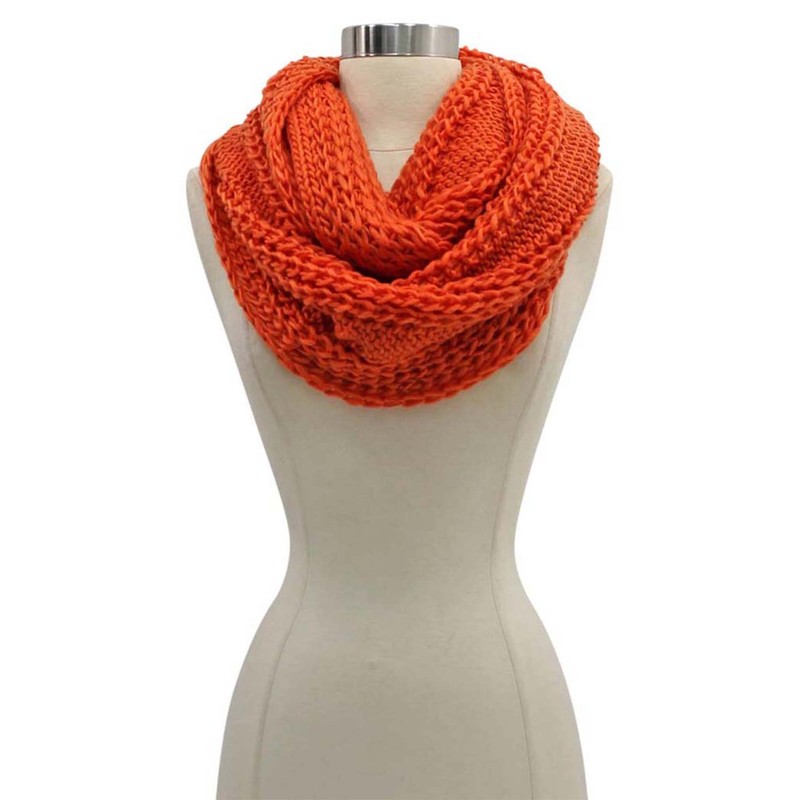 Orange Simple Chunky Knit Unisex Winter Infinity Scarf