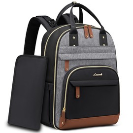 LOVEVOOK Diaper Bag Backpack, Baby Bag with Changing Pad, Large Diaper Backpack Boy Girl, Waterproof Baby Registry Bag for Mom Dad with Stroller Buckles, Black-grey-brown