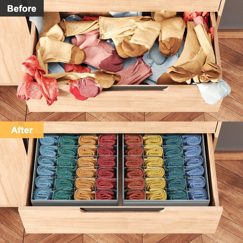 DIMJ Pack of 2 Storage Boxes, 24 Cell Drawer Organiser,