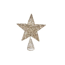 Gisela Graham Christmas White Gold Colour Glitter Tree Top Star Topper 23cm