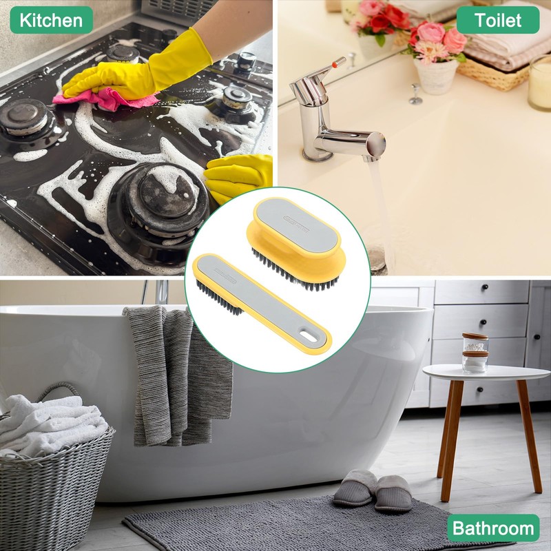 PATIKIL Laundry Shoe Scrub Brush Cleaning Brush with Handle Ginger