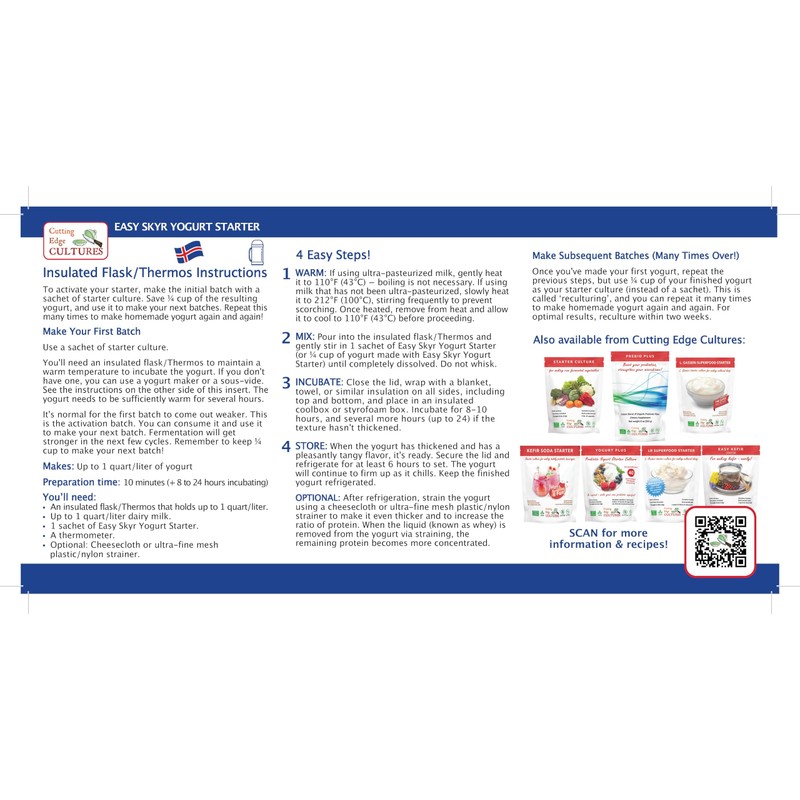 Easy Skyr Yogurt Starter by Cutting Edge Cultures Creamy, Healthy,