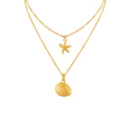MINACHI Bohemian Shell Starfish Pendant Necklace, Vintage Jewelry Style for Women