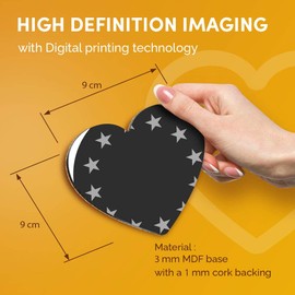 Destination Vinyl ltd Great Coasters (Set of 2) Heart - BW - EU Europe Flag Map Drink Glossy Coasters/Tabletop Protection for Any Table Type #41684