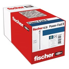 fischer 670042 FPF Power-Fast II 3.0 x 35mm Chipboard Wood Screws, Countersunk Head with Phillips, Fully Threaded, Galvanised Blue Passivated, Box of 200