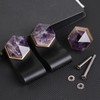 Rockcloud Set of 2 Hexagonal Amethyst Crystal Cabinet Knobs Cupboard