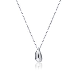 SLUYNZ 925 Sterling Silver Chunky Teardrop Choker Necklace for Women Teen Girls Pear Pendant Necklace (A-SILVER)