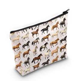 Horse Makeup Bag Horse Gift Horse Lover Makeup Bag Inspirational Horse Gift for Women Equestrian Gift Animal Lovers Gift (MB, Horse Bag-PY2)