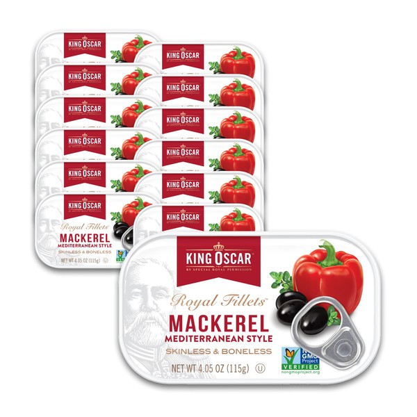 King Oscar Mackerel in Olive Oil, Mediterranean Style, 4.05 Ounce