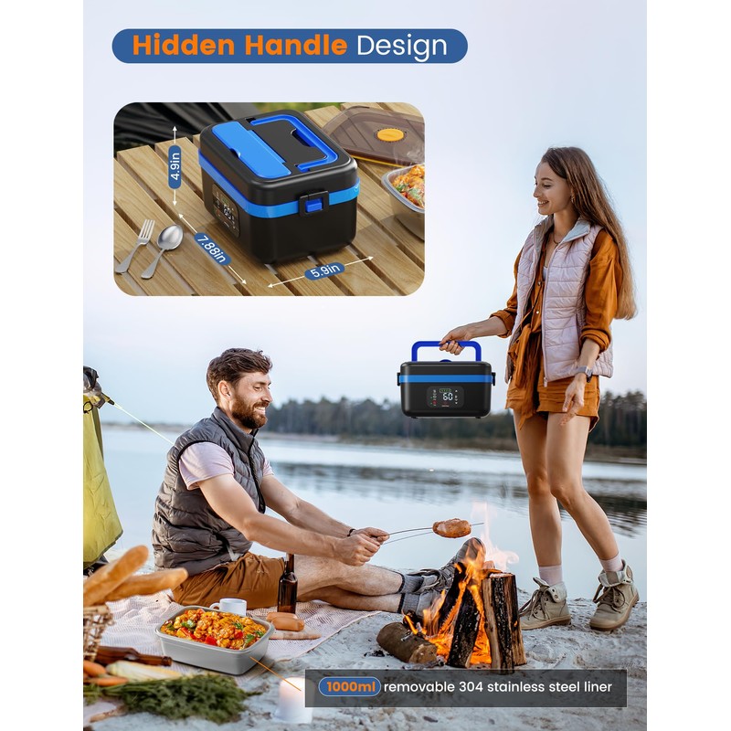 Luckit Cordless Electric Lunch Box for Adults, 16000mAh Battery-Powered Heated