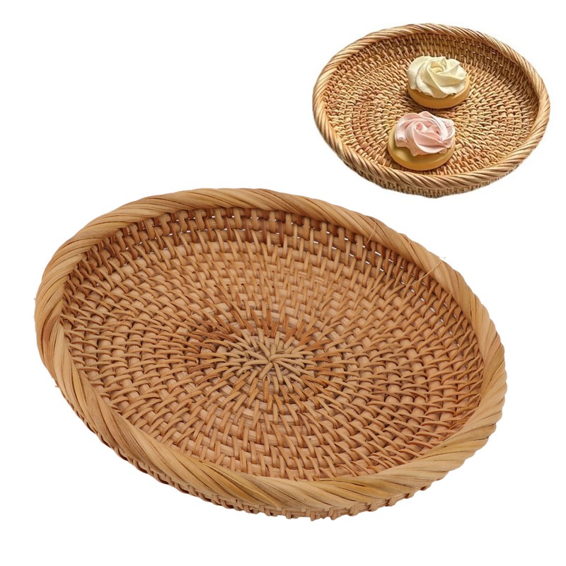 Rattan Fruit Tray Hand Woven Elegant Traditional Natural Rattan Serving