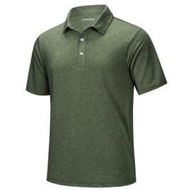 MAGCOMSEN Summer Polo Shirts for Men Short Sleeve Polo Shirts Dry Fit Golf Polo Shirts Outdoor Fishing Polos Army Green XL