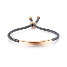 Rockyu Adjustable Pink Gold and Silver Cord Chain Bracelet Hypoallergenic Stainless Steel Wristband for Men and Women Unisex Stylish Gift