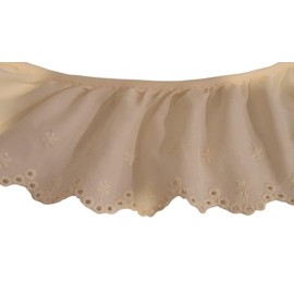 Ruffled Eyelet Embroidery Lace Ivory Fabric Trim Edge for Sewing Bridal, Baby Clothes, Blankets, Pillows DIY Decorations (2 1/2 Inch x 12 Continuous Yards)