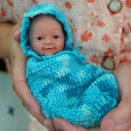 Newtotlove 7 Inch Silicone Baby Boy, Mini Realistic Newborn Baby Dolls Silicone Full Body Stress Relief with Feeding Accessories