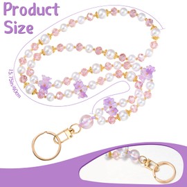 Ornaland Teacher Lanyard Beaded Lanyards for id Badges for Women Nurse Student Office Leisure or As a Gift(Purple)