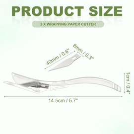 PATIKIL 3Pack Wrapping Paper Cutter, Safety Sliding Gift Wrap Cutter Tool for Wrapping Paper Vinyl Window Christmas Presents Craft Making, White