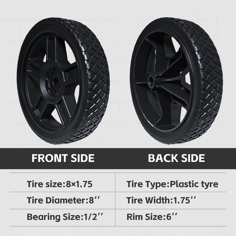 Lawn Mower Wheels (Black 4PCS)