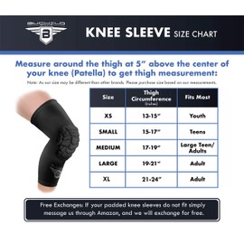 Bucwild Sports Knee Pads/Padded Compression Pro Knee Sleeves (1 Pair) Youth & Adult Sizes -  Basketball Wrestling Volleyball - XS Black