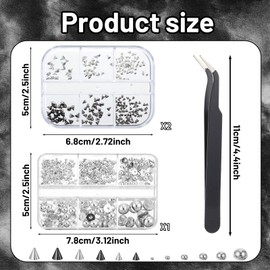 3 Boxes of Goth Nail Charms, 3D Alloy Mini Rivet Punk Nails Art Charm for Women's DIY Nail Decoration Accessories