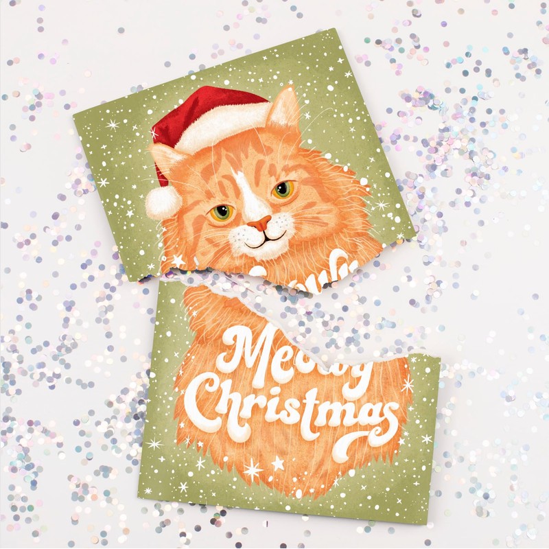 Joker Greeting Endless Meowy Christmas With Glitter - Loops a