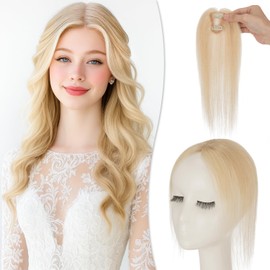 tesshair Clip In Fringe 360° 3D Cover Clip in Side Bangs 100% Real Human Hair Toppers with Side Bangs Natural Fringe Clip in Hair for Women(Natural Blonde, 10g)