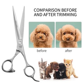 Fenice Peak 3pcs Dog Grooming Scissors Set Straight Thinning Curved Shears Stainless Steel Shears for Pet Grooming Sharp and Durable with Case Suitable for home users and Professional Groomer