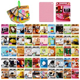 50PCS Common Tools Cognitive Flash Cards,Portable Cognitive Pictures Flashcards for Everyday Items, Waterproof Daily Necessity Learning Flash Card for Kids