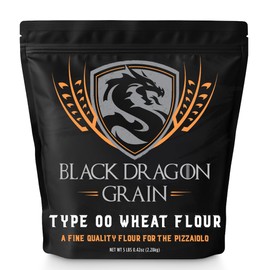 Black Dragon Grain, Type 00 Wheat Flour, Great For Pizza, Pasta, Bread, 100% American Milled, Fresh, Organic Hard Red Winter, Unbleached, All Natural, 5LB Bag (5 Pounds, 00 Wheat Flour)