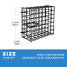 A1FISHER Vinyl-Coated Wire Crab Bait Cages for Crab Pot, Black Cage Box 6"x6"x3"