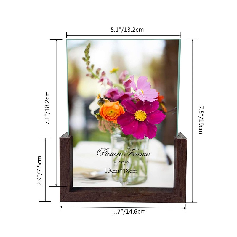 RLAVBL 5x7 Picture Frame Set of 2, Rustic Glass Photo