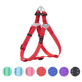 EXCELLENT ELITE SPANKER No Pull Dog Harness Adjustable Nylon Step-in Easy Pet Vest Chest Strap with Reflective and Leash Ring for Small Medium Large Breed Dogs Training Walking(Red-M)